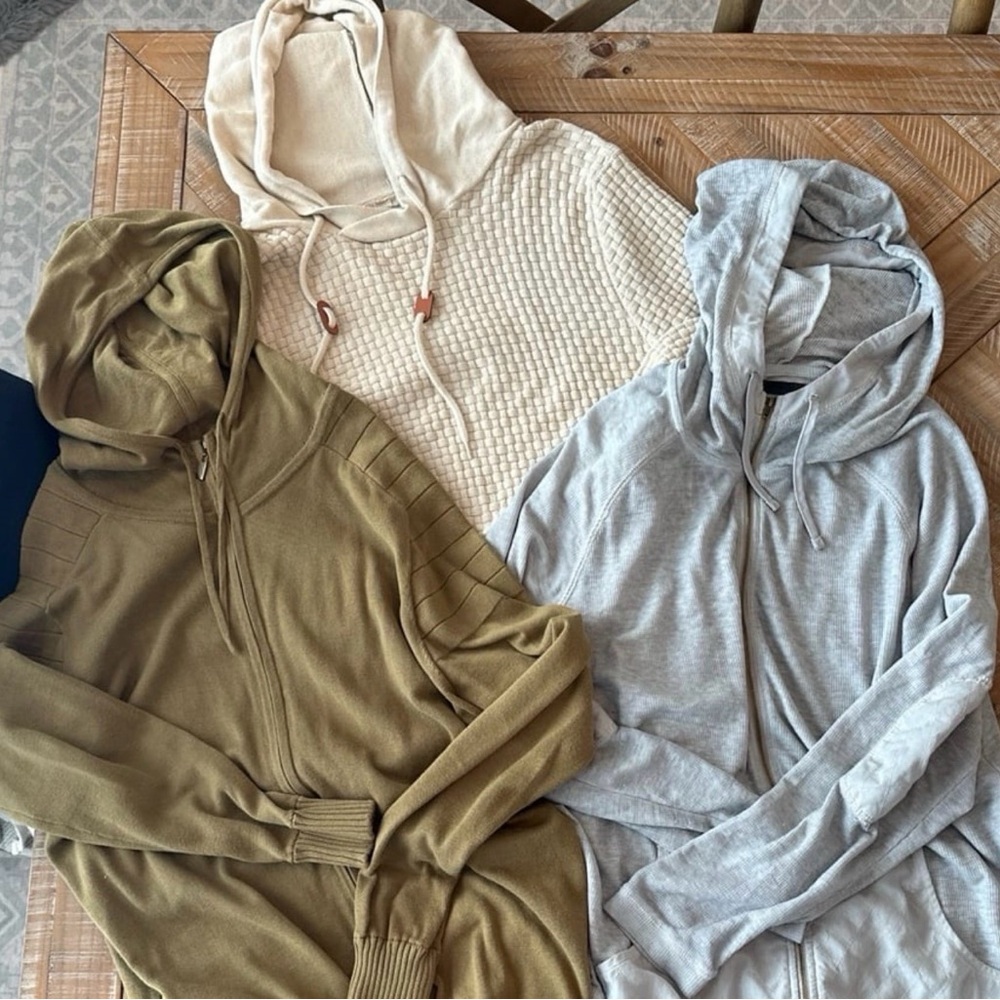 Cozy Hoodie Set in Cream, Olive, and Gray